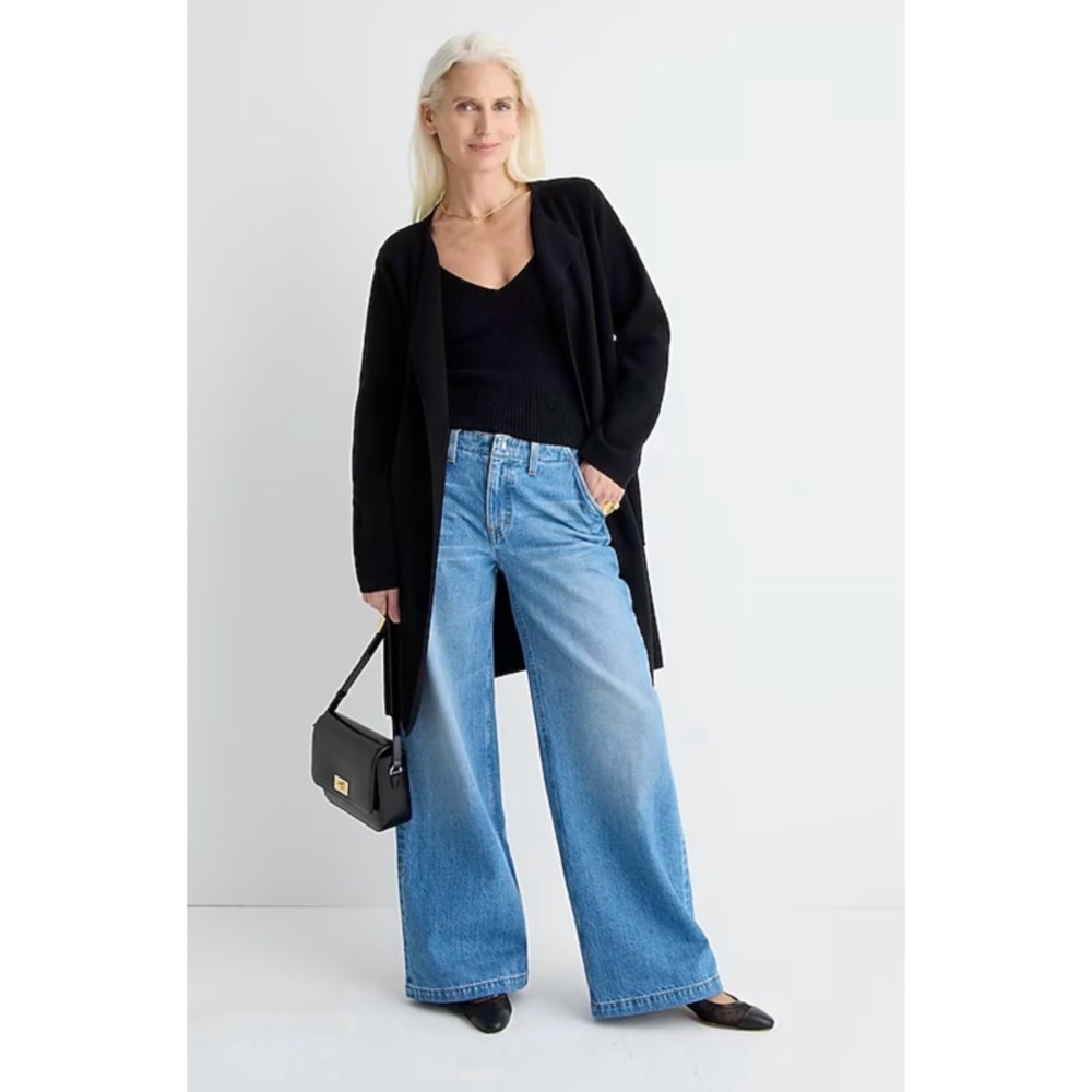 J. Crew Juliette Collarless Sweater Blazer in Black M